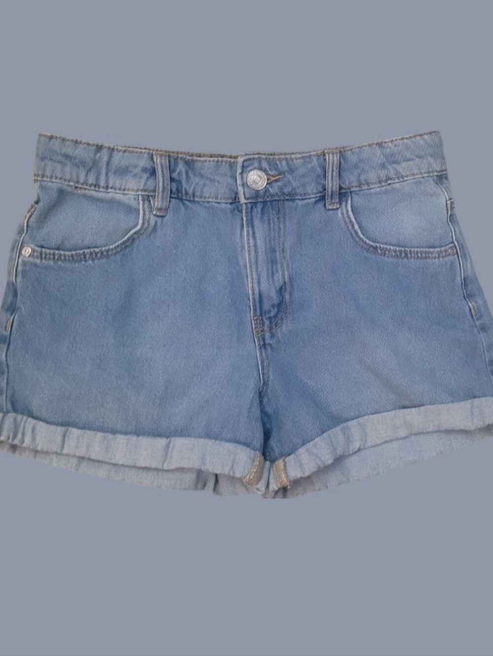 Denim Co. Girl's Mid-Rise Blue Demim Shorts